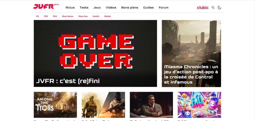 Présentation du site JVFR - jeuxvideo.fr