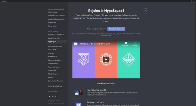 Hypesquad online sur discord