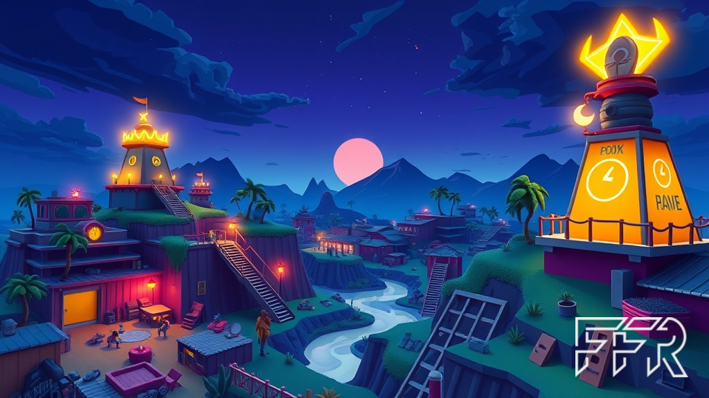 Visuel d'ambiance Fortnite illustrant Rotation et positionnement en zone : survivre plus longtemps sur Fortnite