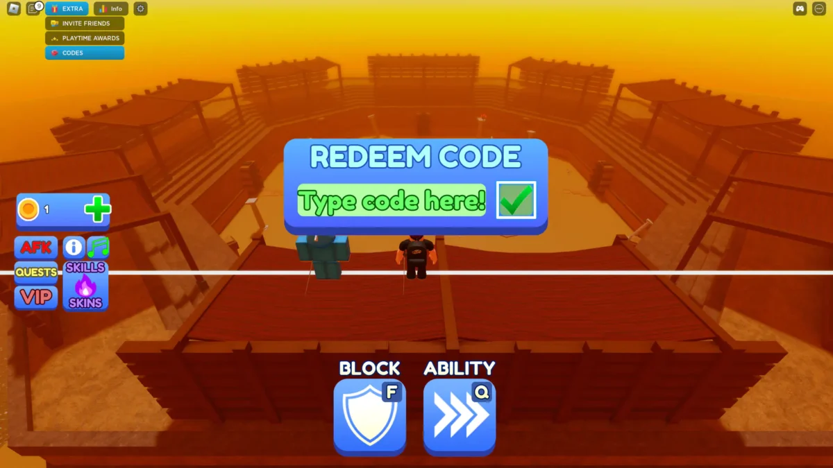 Visuel Roblox avec les étapes des Codes Blade Ball en jeu pour ajouter un code (3)