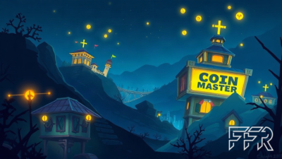 Visuel d'ambiance Coin Master illustrant D&eacute;buter sur Coin Master : tours, boucliers et progression des villages