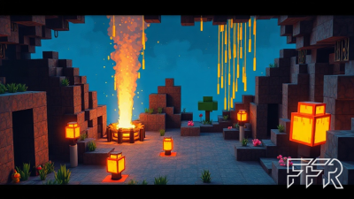 Visuel d'ambiance Minecraft illustrant Minecraft : quand un mod transforme la cueillette de pommes en pluie d'explosions