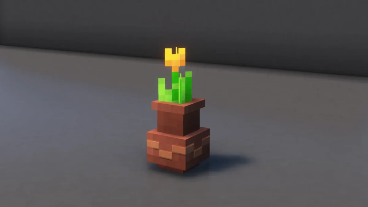 Visuel d'ambiance Minecraft illustrant Fresh Flower Pots : le pack de textures qui redonne du relief aux pots de fleurs de Minecraft - Pot tulipe orange