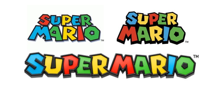 Evolutions des logos Super Mario
