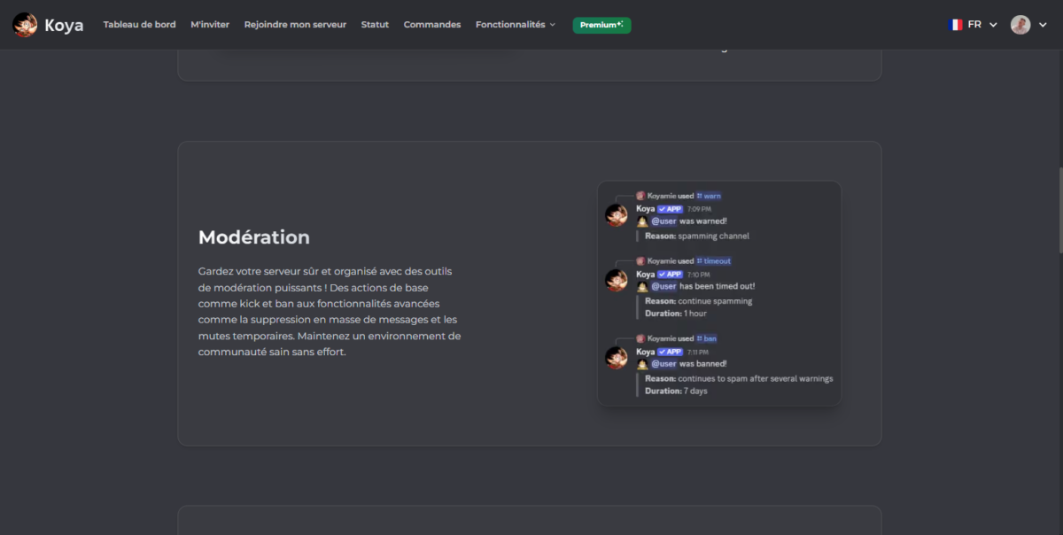 Fonctionnalités du bot Koya.gg sur Discord 2