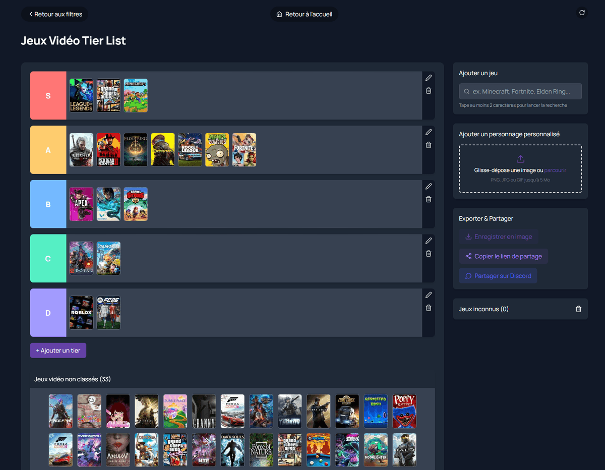 Mankind Tier List - créez et partagez gratuitement vos classements gaming