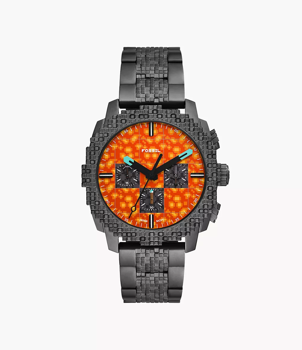 Montre chronographe The Nether 44 mm Minecraft x Fossil en édition limitée