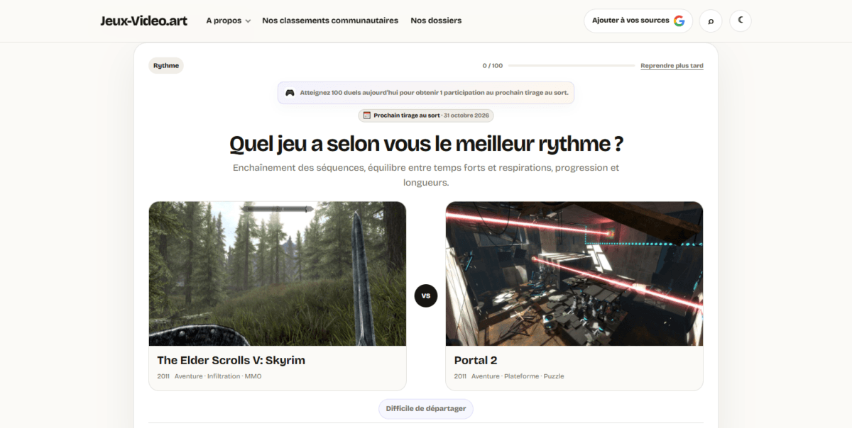 Votez pour les meilleurs jeux vidéo - Duel - [www.jeux-video.art]